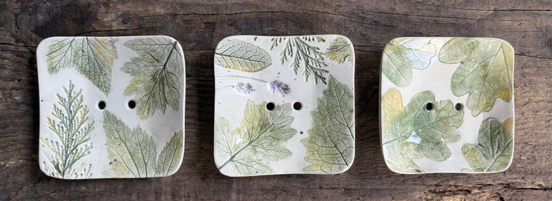 White Willow Art Ceramic Soap Dish & Facial Bar Gift Set