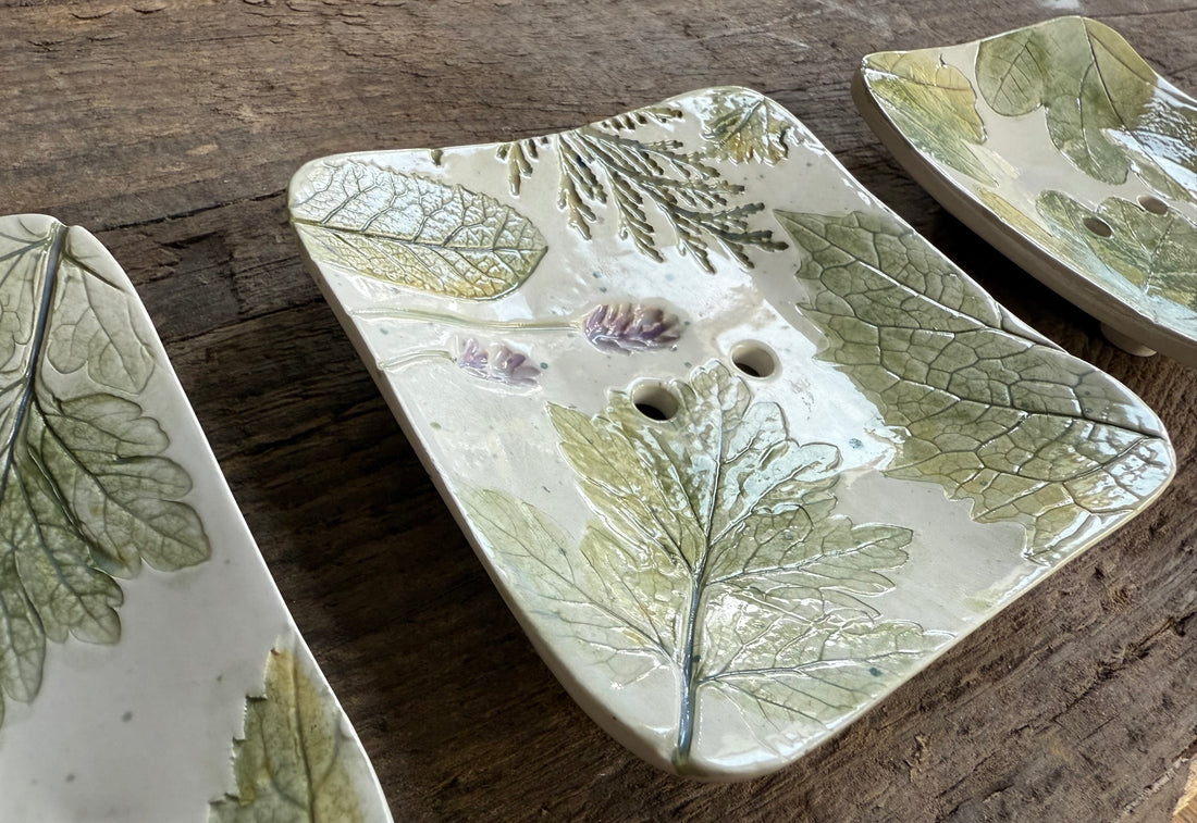 White Willow Art Ceramic Soap Dish & Facial Bar Gift Set