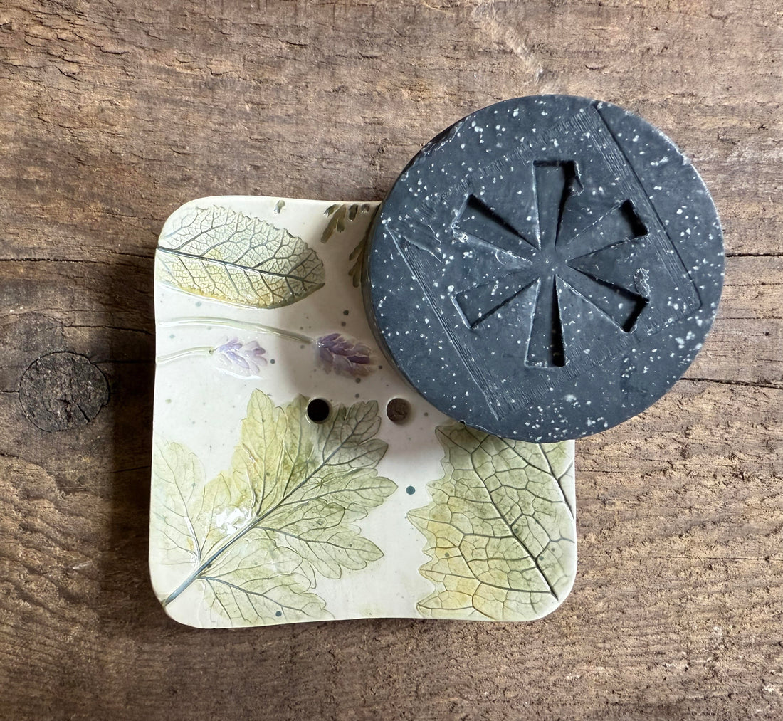 White Willow Art Ceramic Soap Dish & Facial Bar Gift Set